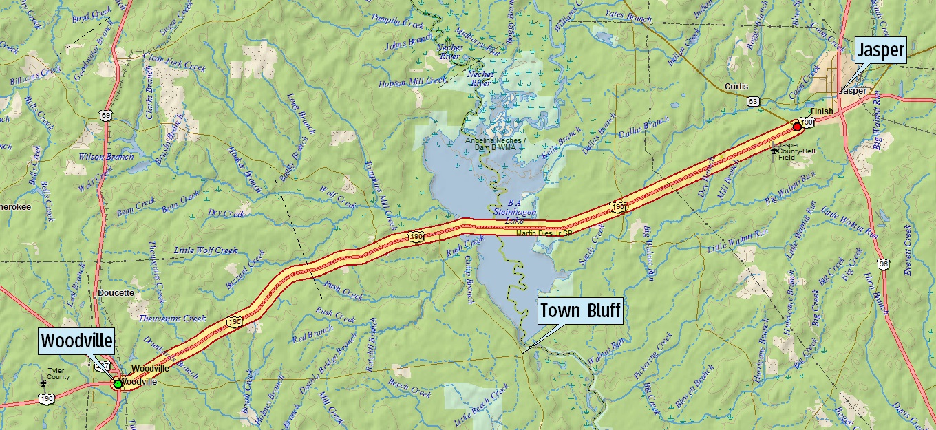 American Auto TrailEast & West Texas Highway (Woodville to Jasper TX